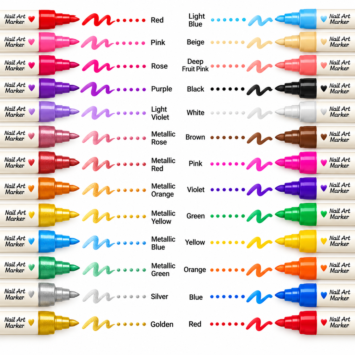 Rotuladores Nail Art de Doble Punta | 12 o 24 Colores