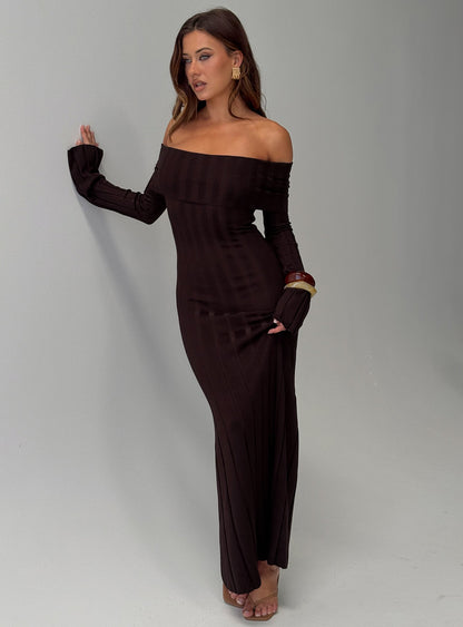 Vestido Maxi de Punto Chocolate - Velnora