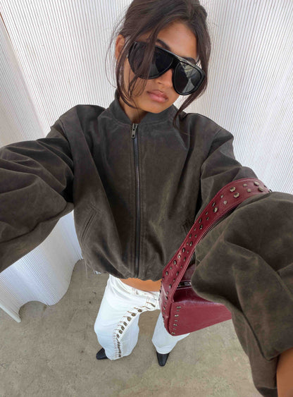 Chaqueta Bomber de Ante Sintético