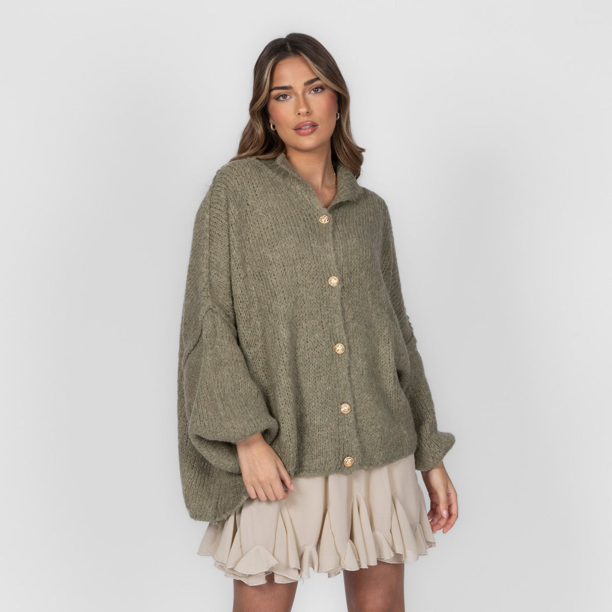 Cárdigan Oversize Amalia - Oliva suave