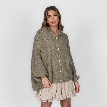Cárdigan Oversize Amalia - Oliva suave