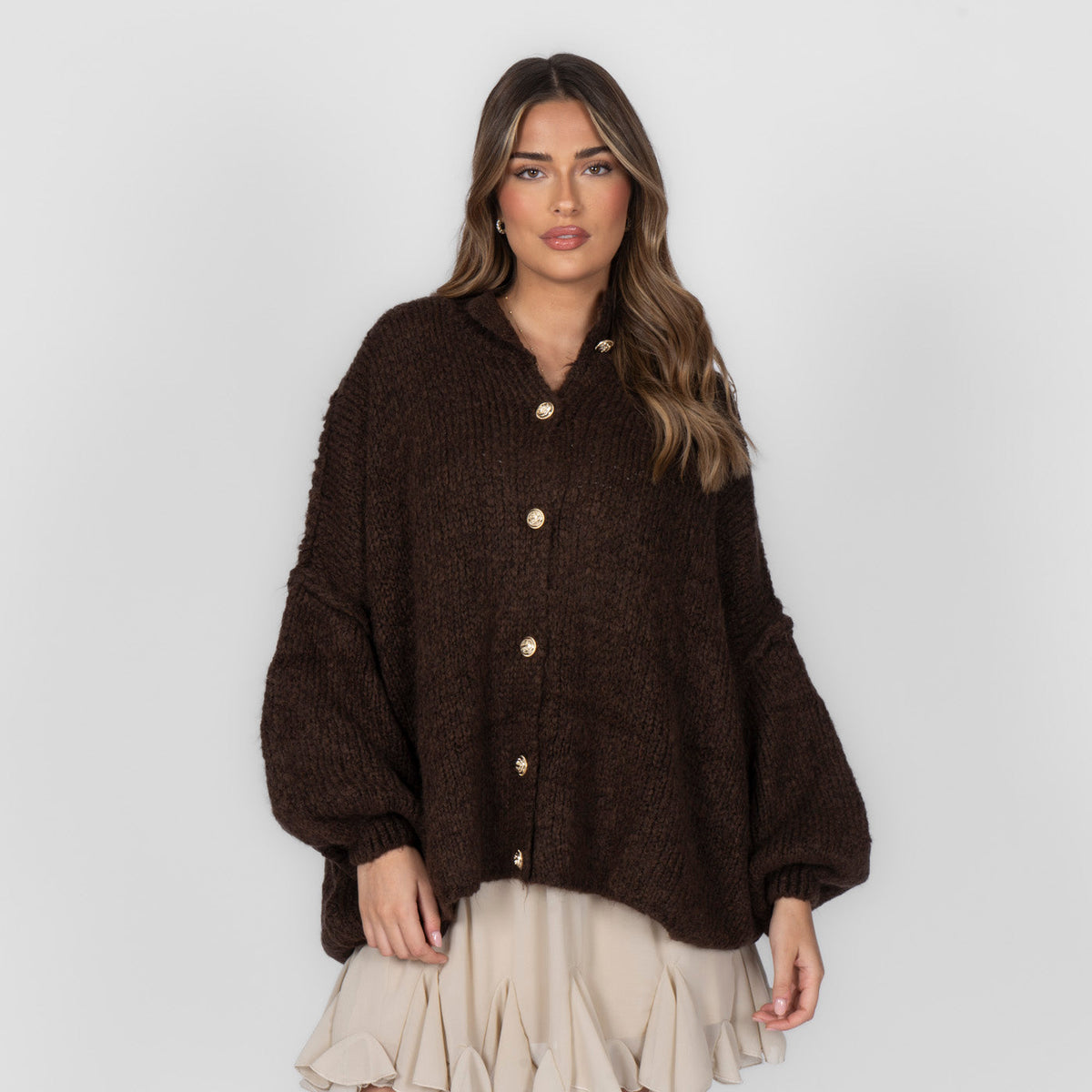 Cárdigan Oversize Amalia - Marrón oscuro