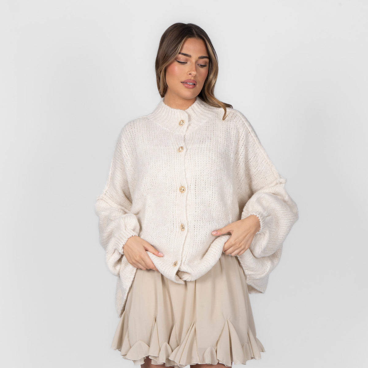 Cárdigan Oversize Amalia - Crema