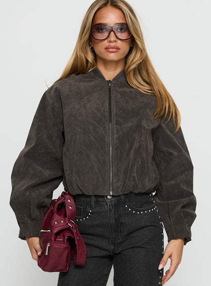 Chaqueta Bomber de Ante Sintético