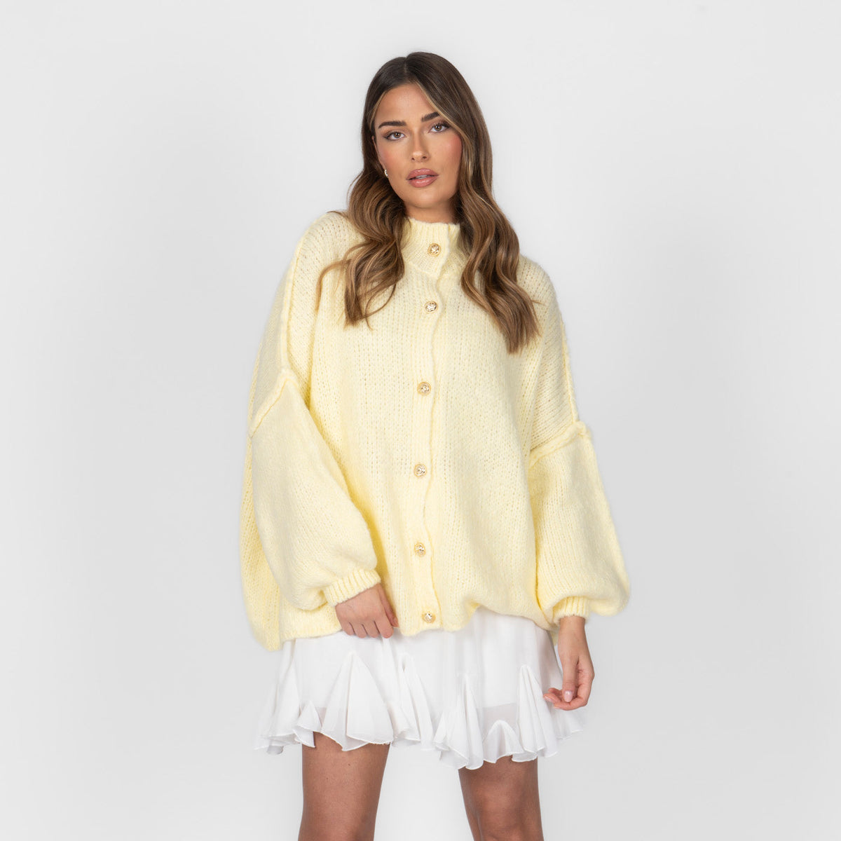 Cárdigan Oversize Amalia - Amarillo mantequilla