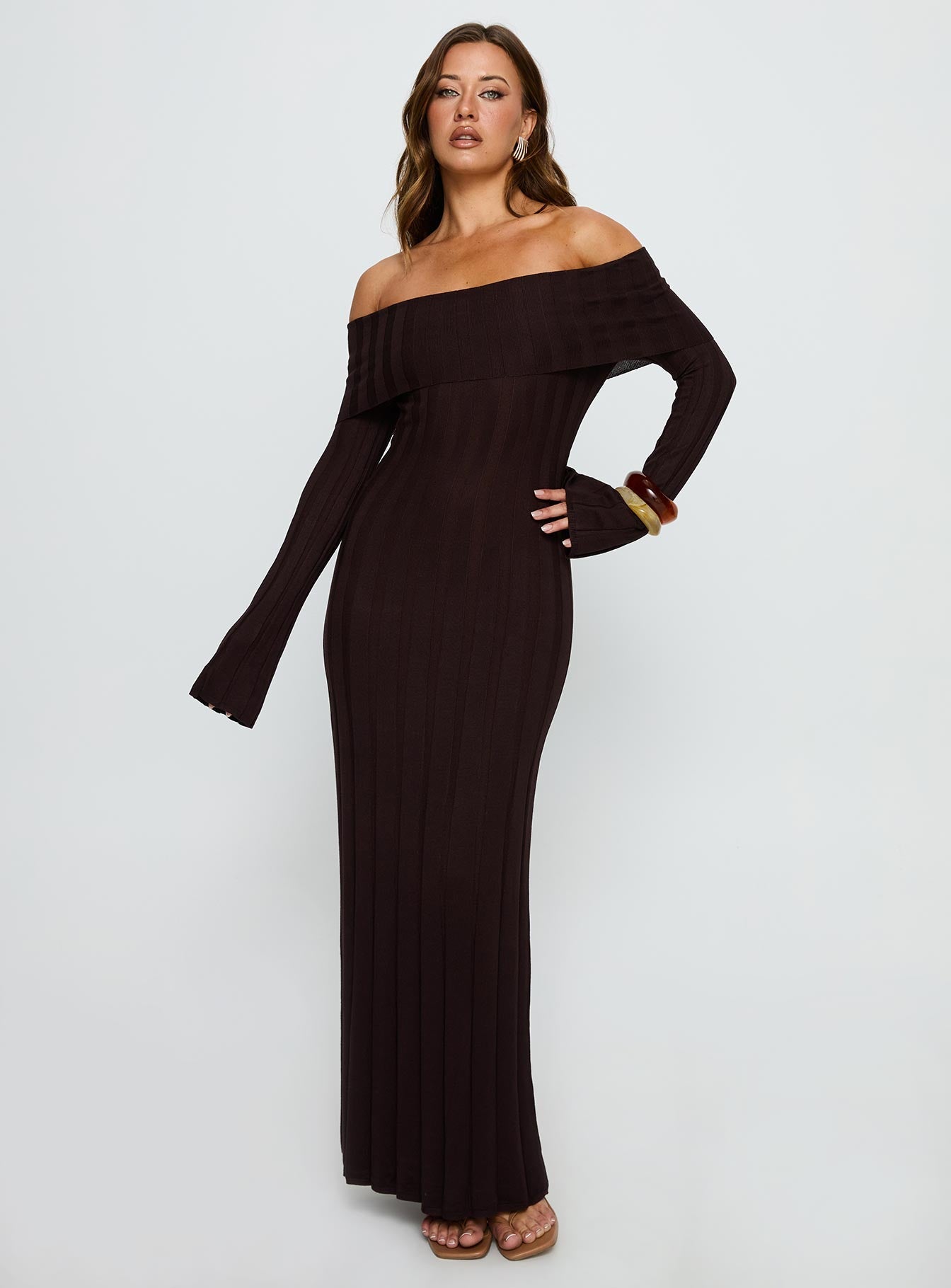 Vestido Maxi de Punto Chocolate - Velnora