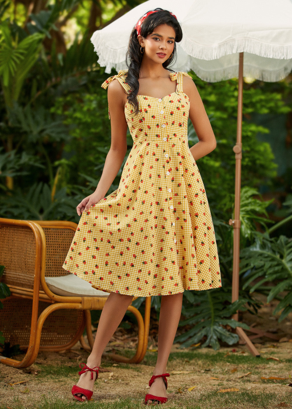 Vestido Evasé Quédate un Rato con Tirantes de Lazo