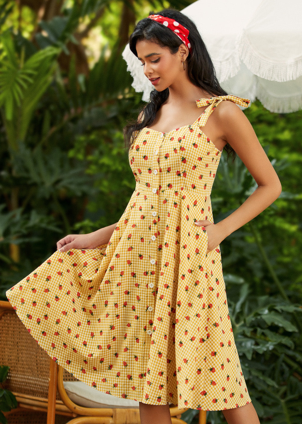 Vestido Evasé Quédate un Rato con Tirantes de Lazo