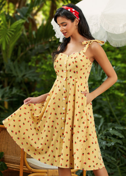Vestido Evasé Quédate un Rato con Tirantes de Lazo