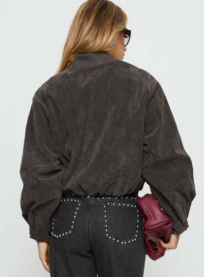 Chaqueta Bomber de Ante Sintético