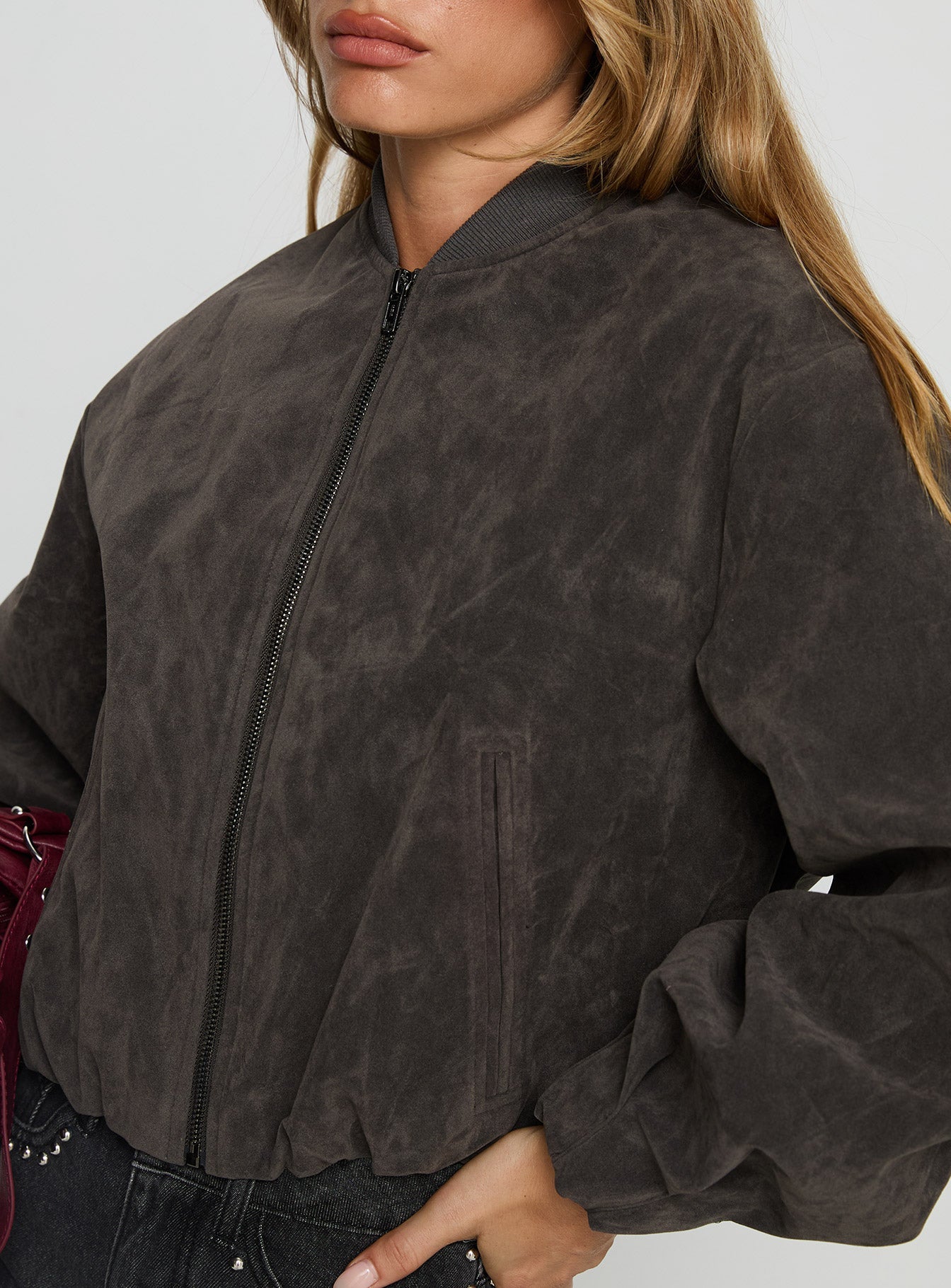 Chaqueta Bomber de Ante Sintético