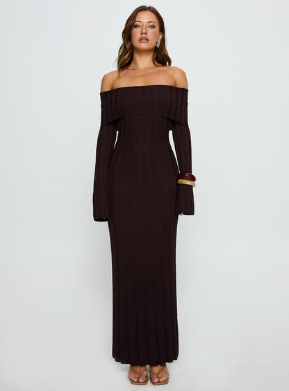 Vestido Maxi de Punto Chocolate - Velnora