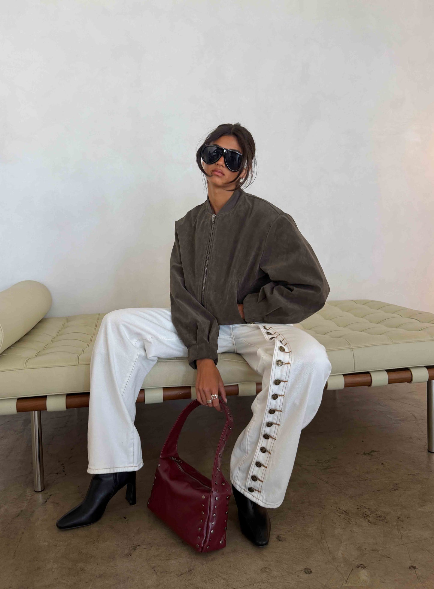 Chaqueta Bomber de Ante Sintético