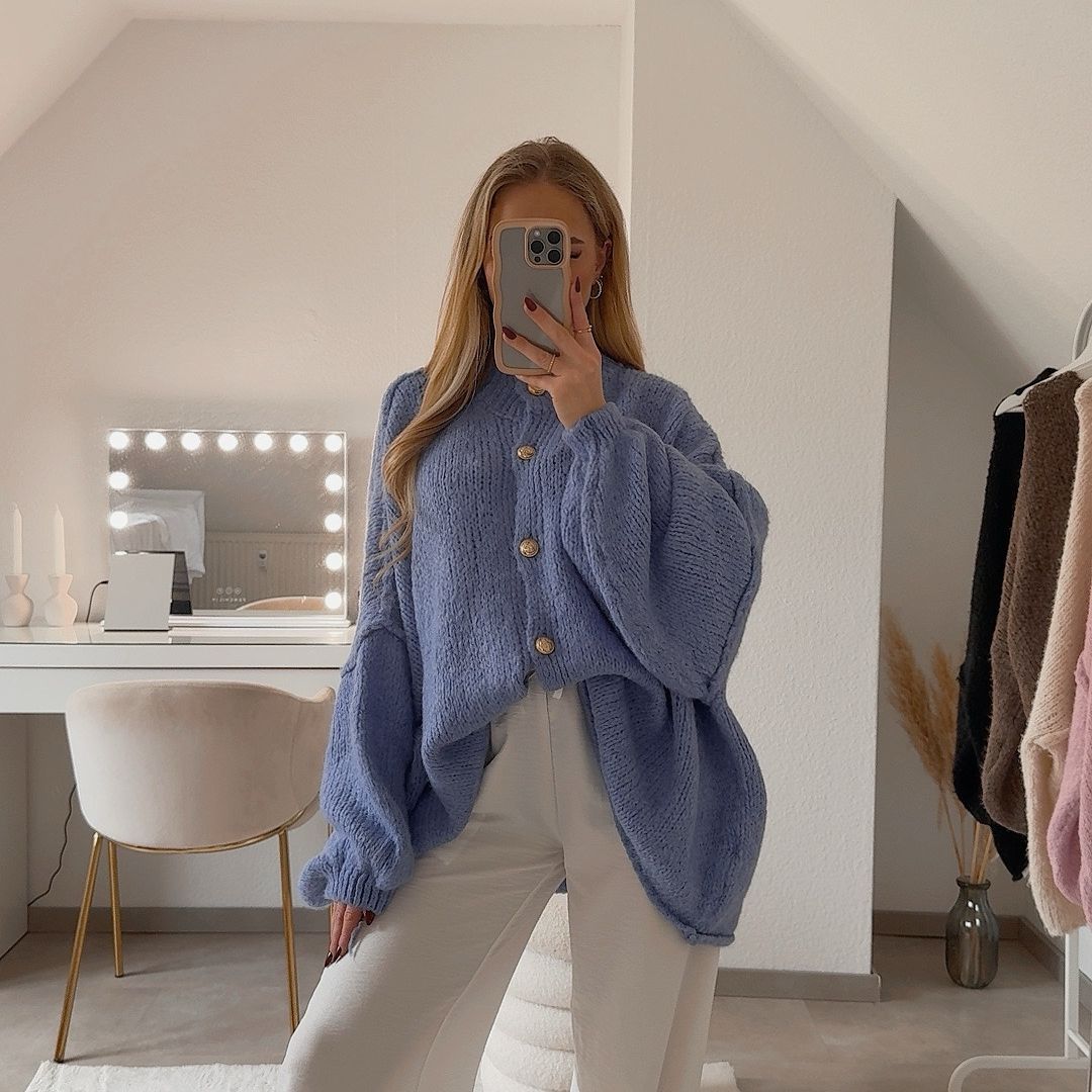 Cárdigan Oversize Amalia - Azul pastel