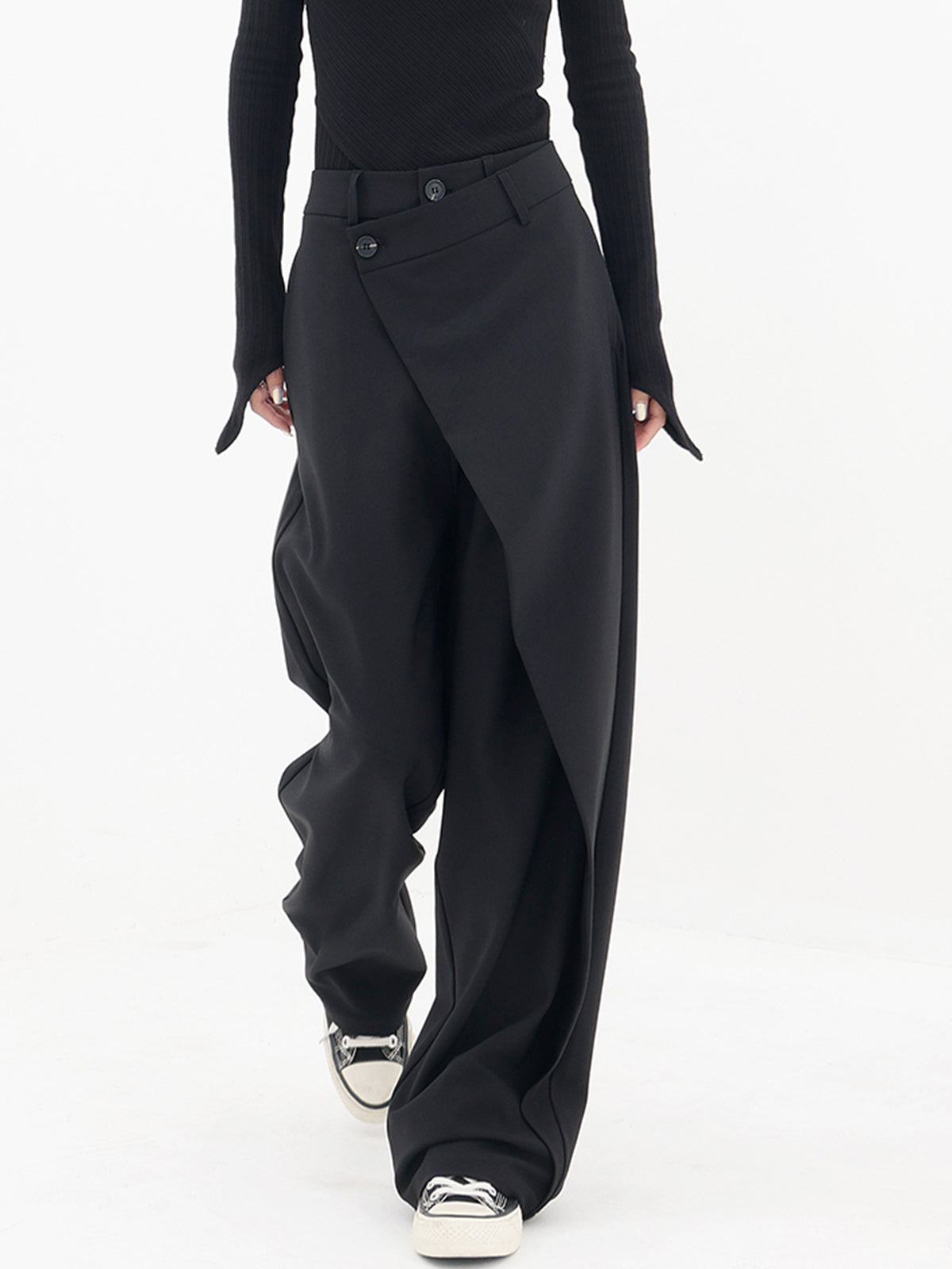 Pantalón Sastre Arlet negro de pernera ancha - vista frontal