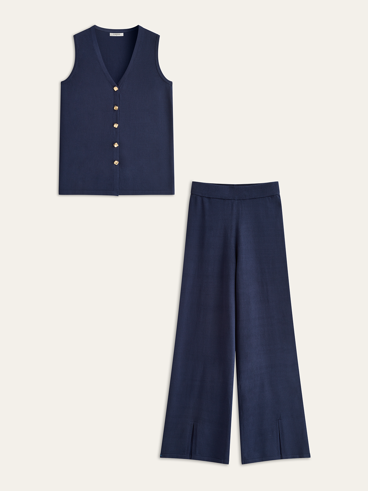 Conjunto de Punto Maia azul marino - chaleco y pantalón