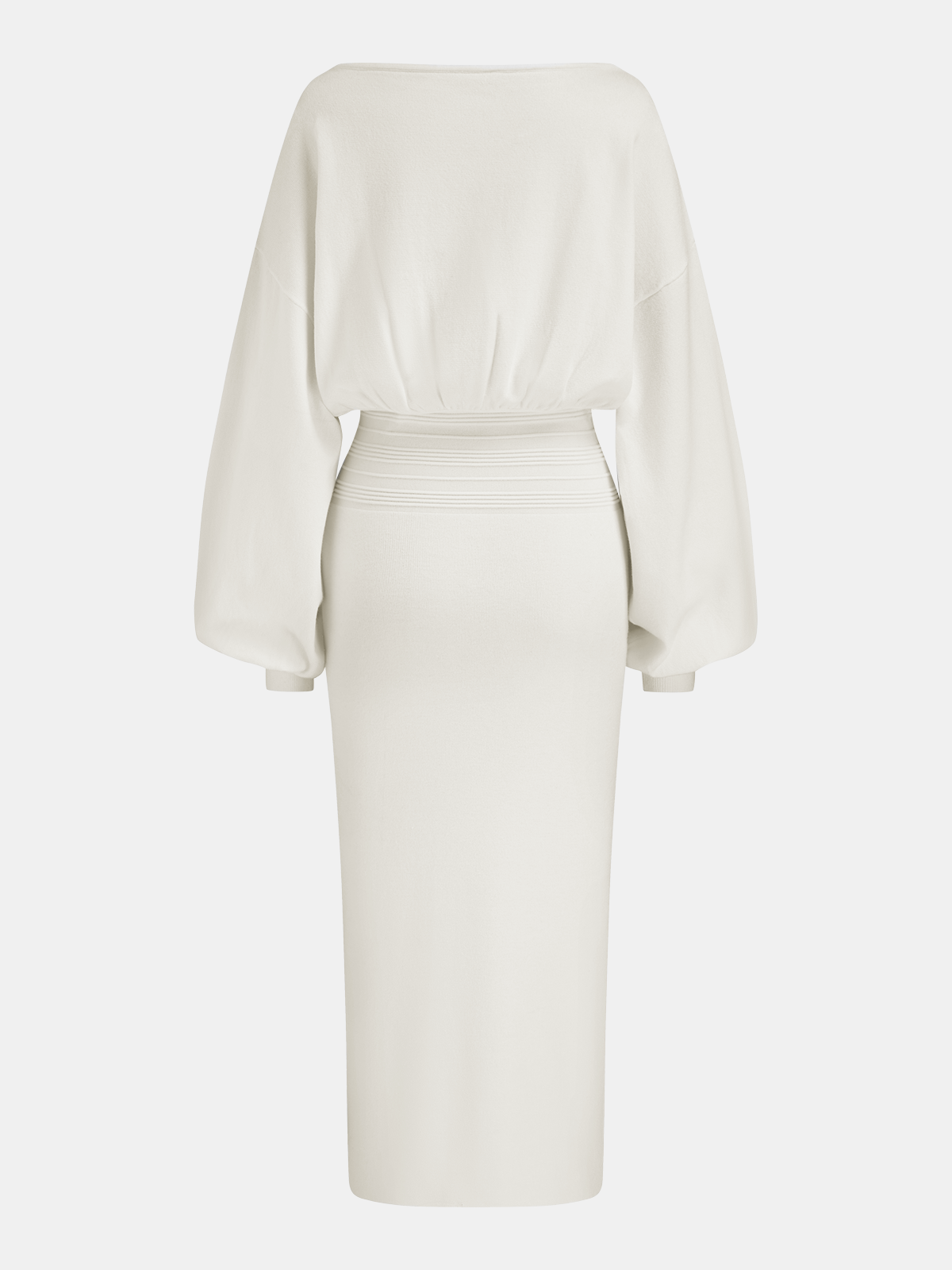 Vestido Midi de Punto Elara blanco - vista completa