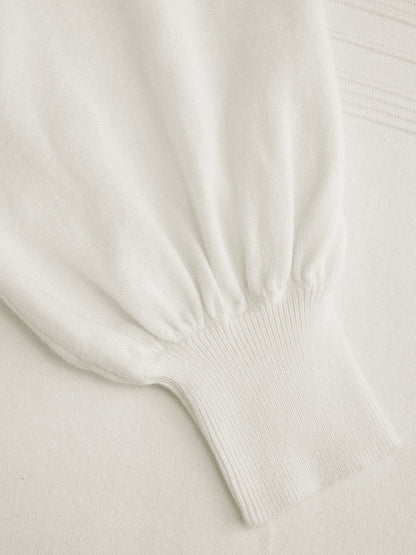 Vestido Midi de Punto Elara blanco - detalle de la manga