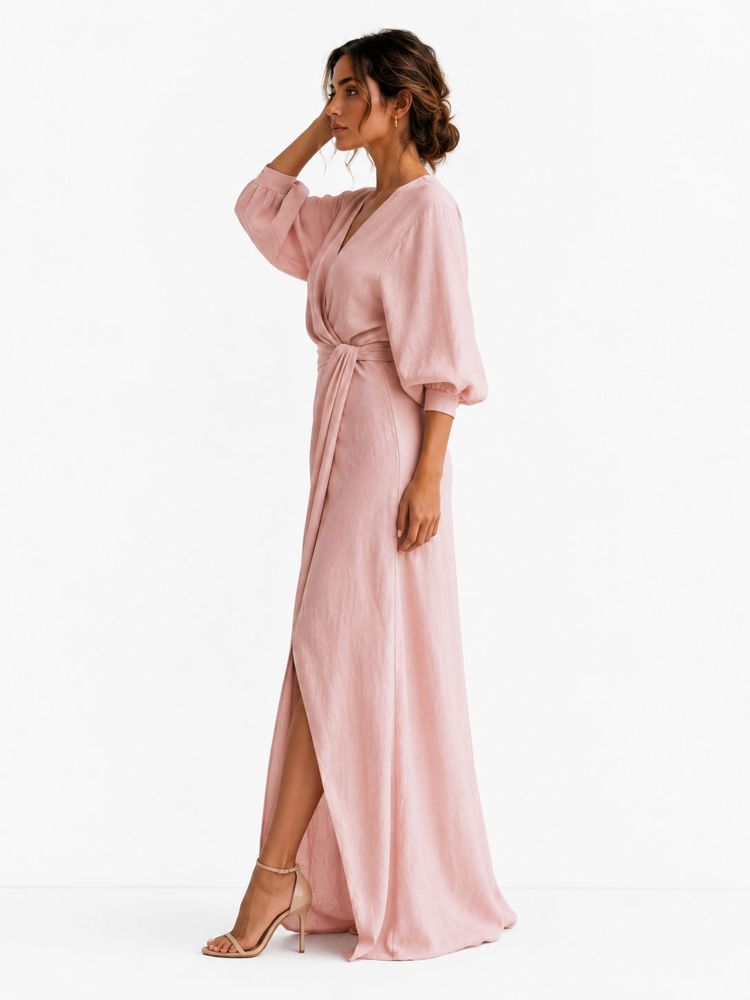 Vestido Maxi Alba rosa - vista lateral