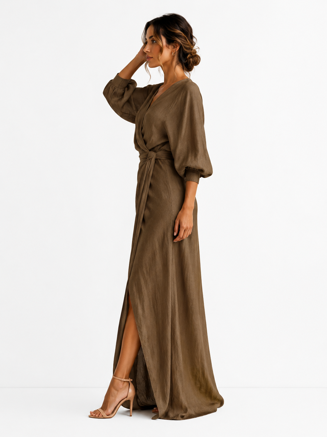 Vestido Maxi Alba marrón - vista lateral