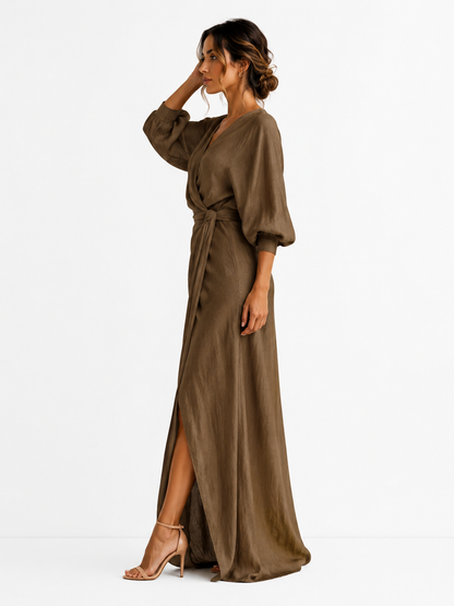 Vestido Maxi Alba marrón - vista lateral