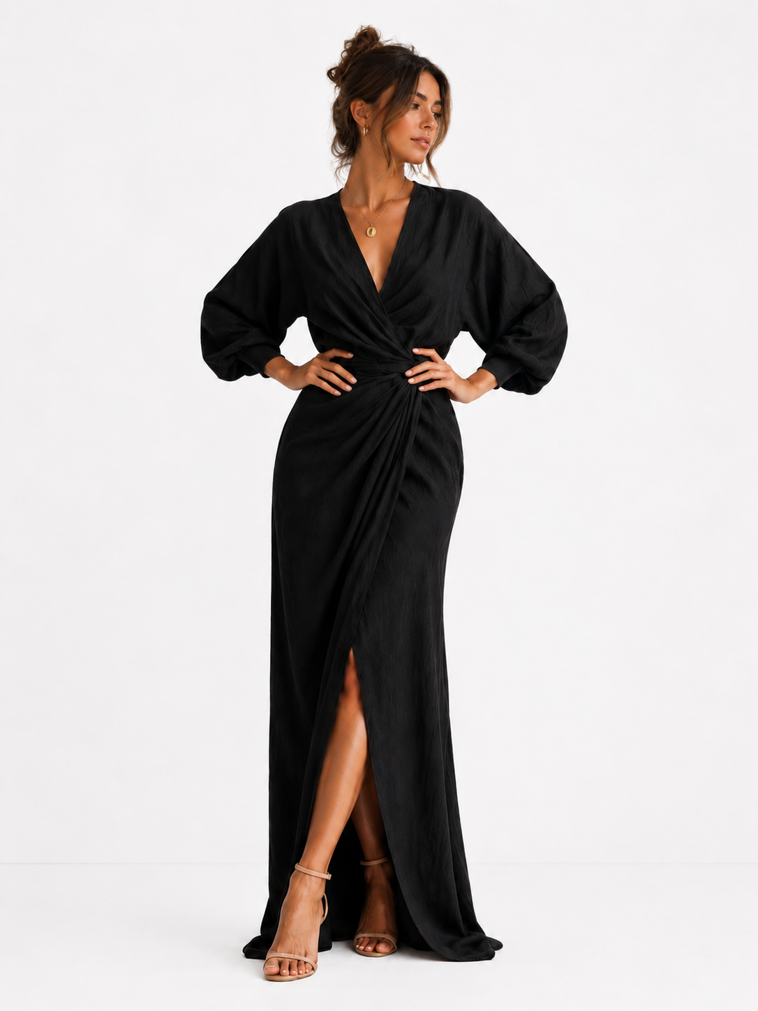 Vestido Maxi Alba negro - vista frontal