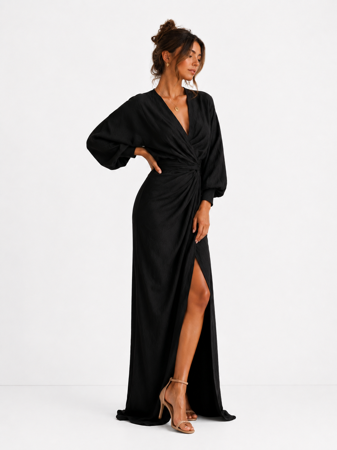 Vestido Maxi Alba negro - vista lateral
