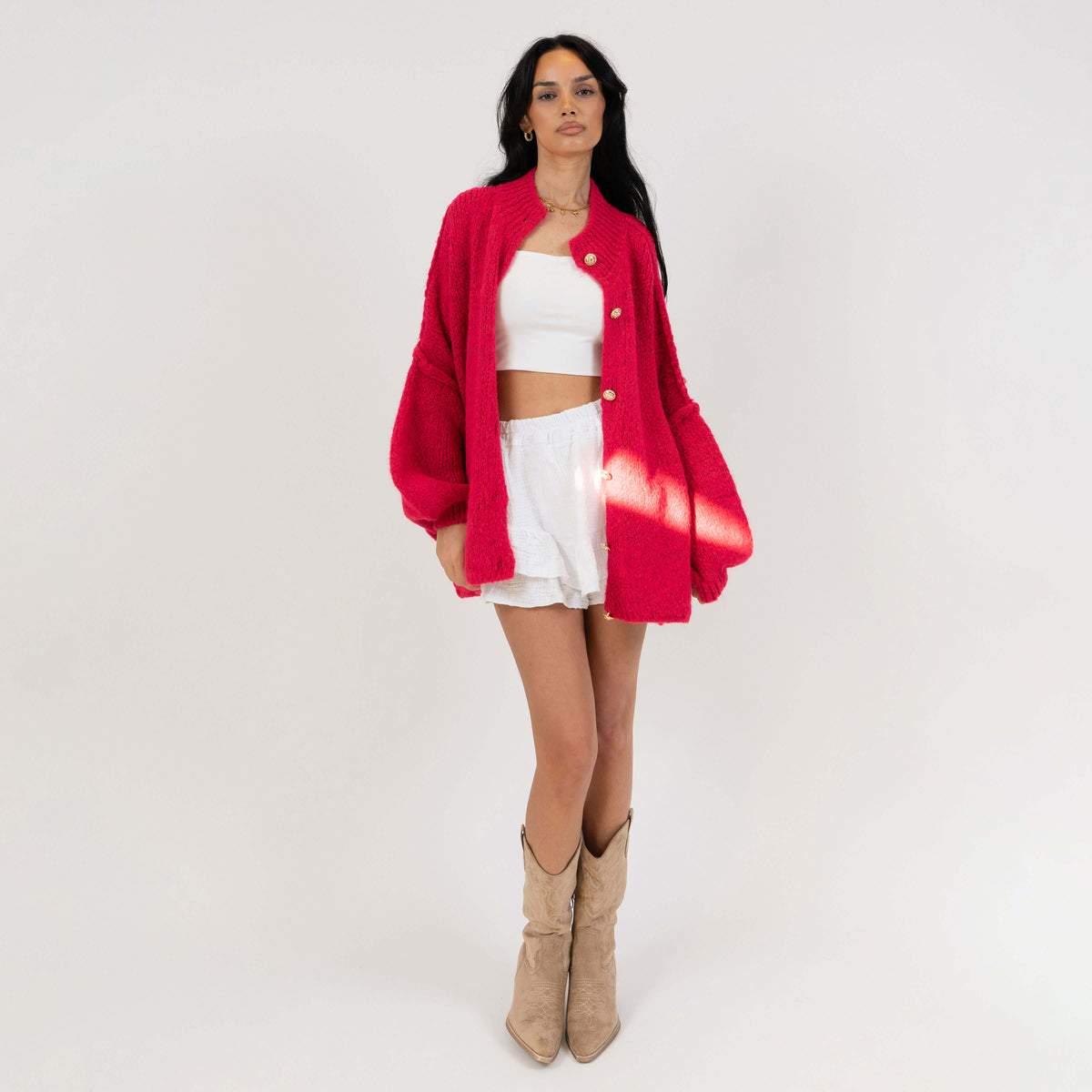 Cárdigan Oversize Amalia - Frambuesa
