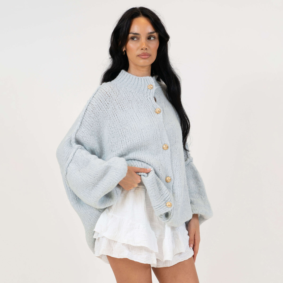 Cárdigan Oversize Amalia - Azul hielo