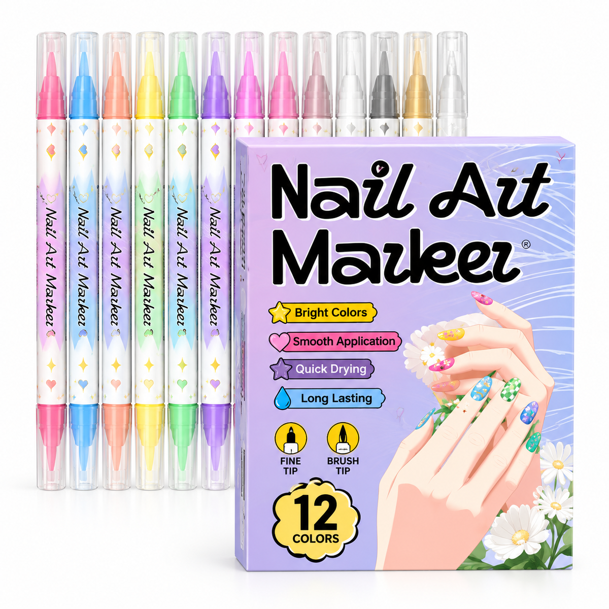 Rotuladores Nail Art de Doble Punta | 12 o 24 Colores