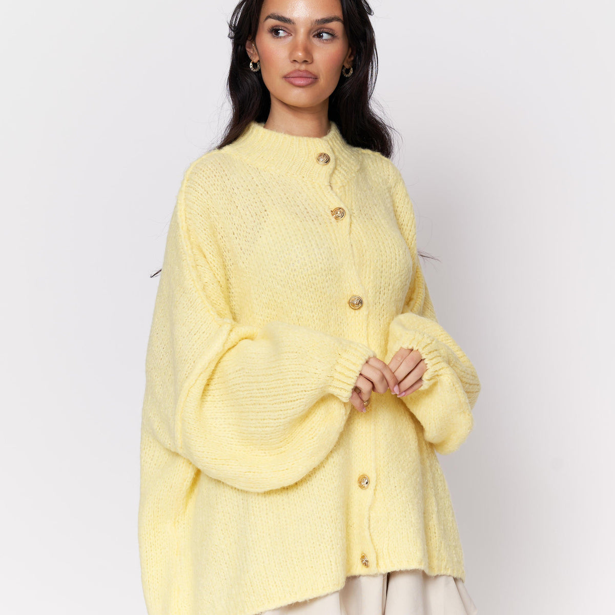 Cárdigan Oversize Amalia - Amarillo mantequilla