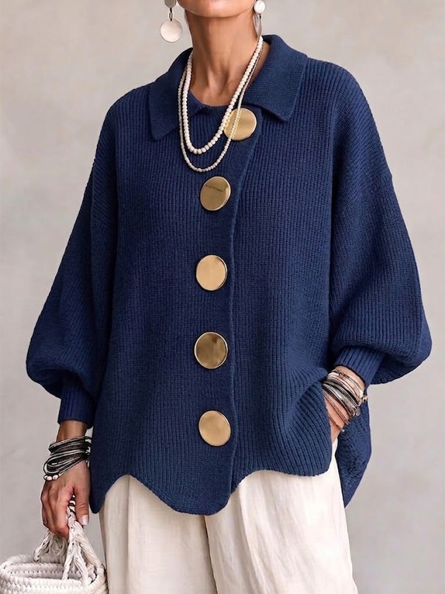 Isadora | Cárdigan Oversize con Botones Dorados