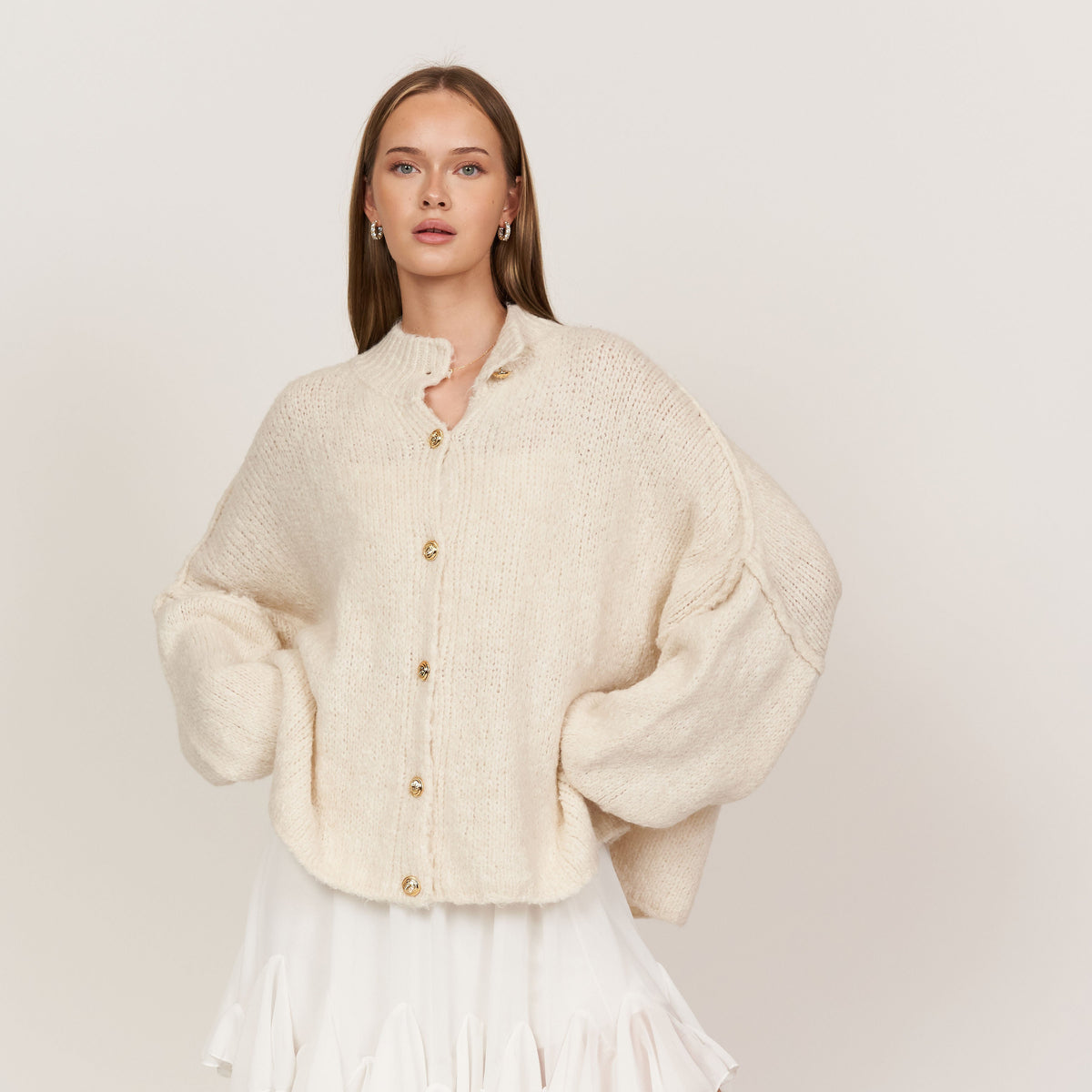 Cárdigan Oversize Amalia - Crema