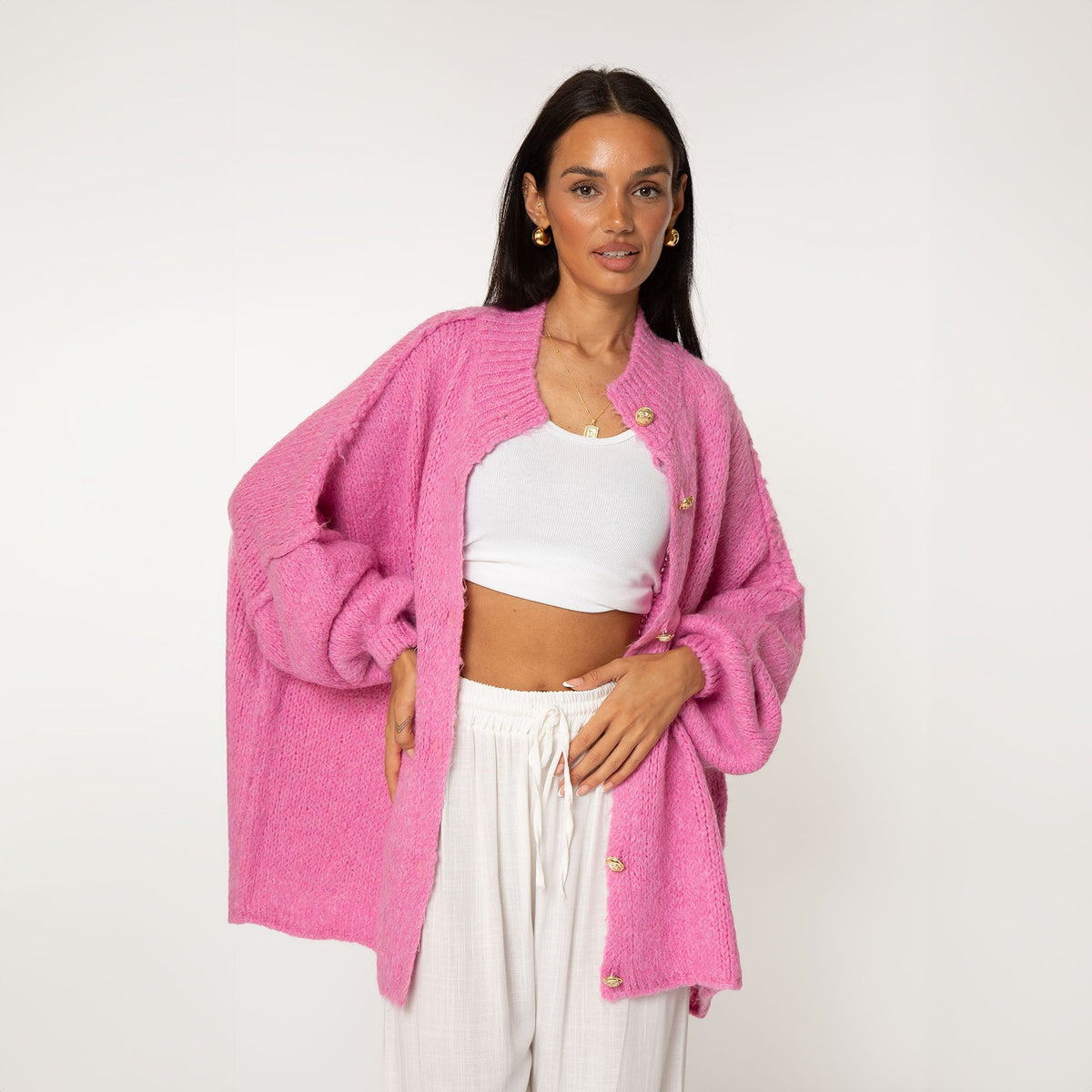 Cárdigan Oversize Amalia - Frambuesa