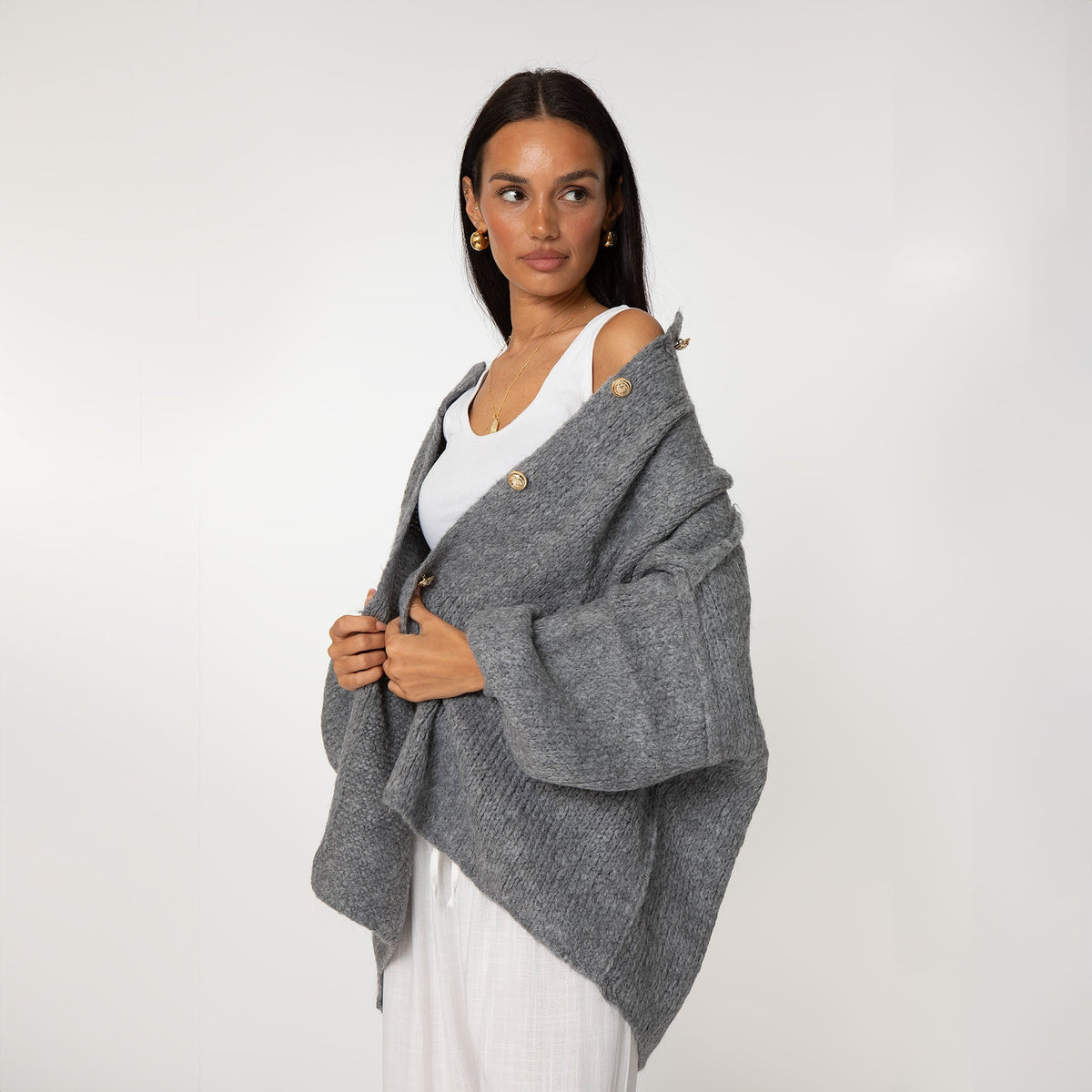 Cárdigan Oversize Amalia - Gris