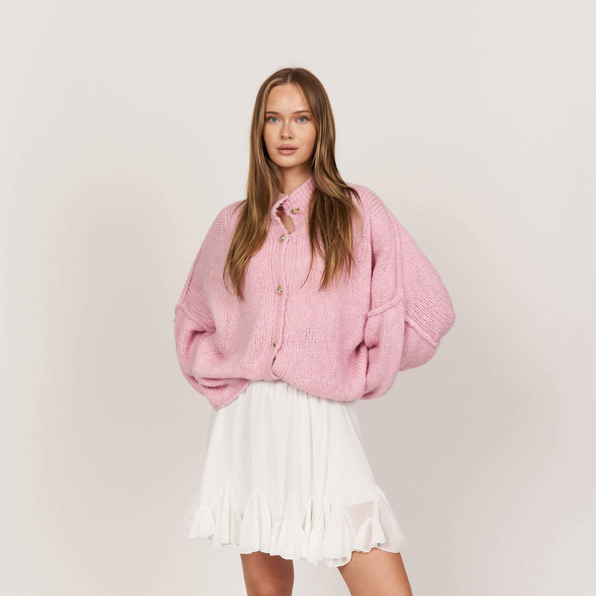 Cárdigan Oversize Amalia - Rosa suave