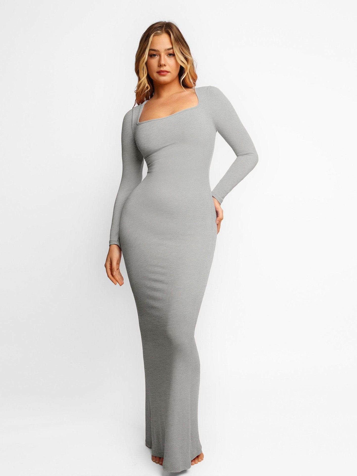 Vestido Moldeador Selene de manga larga gris