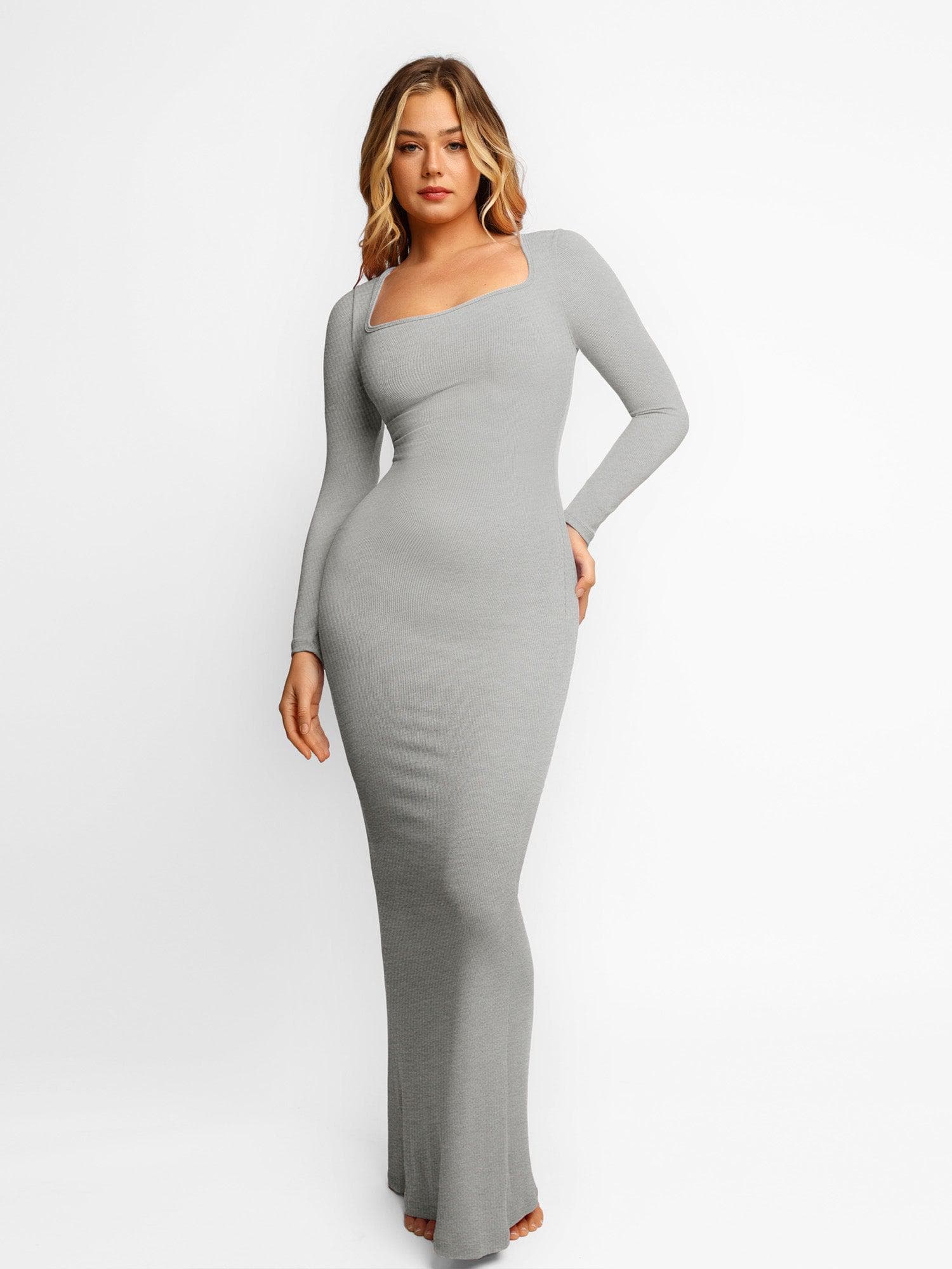 Vestido Moldeador Selene de manga larga gris